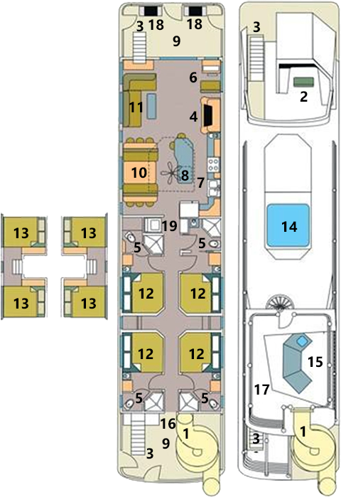 Genesis 75 houseboat layout.