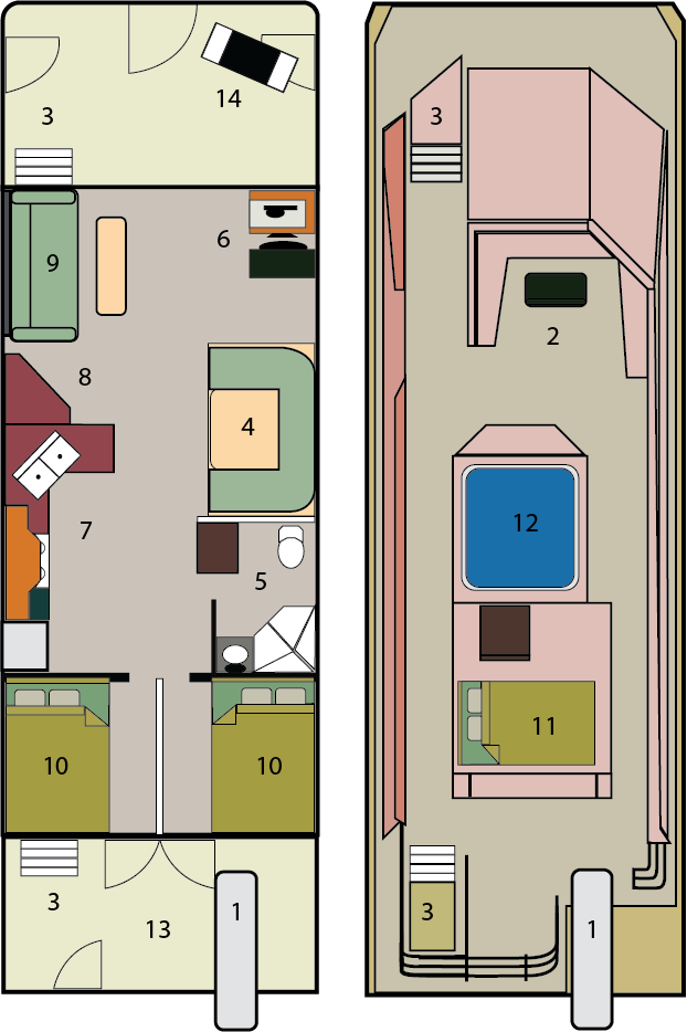 Mirage 40 houseboat layout.