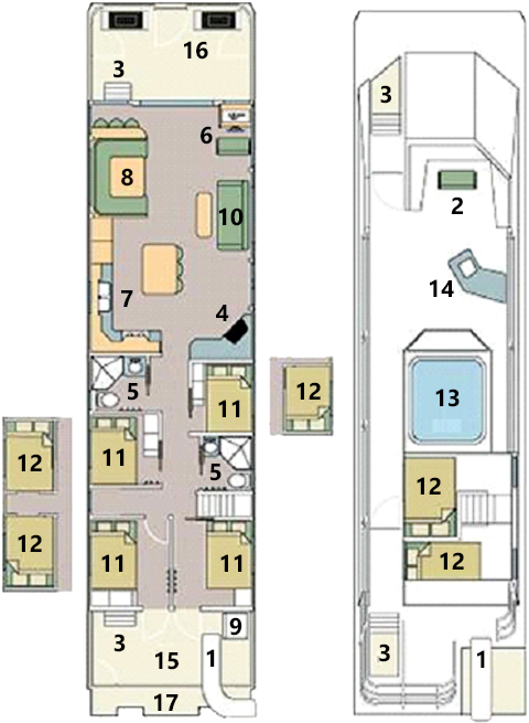 Mirage 65 houseboat layout.