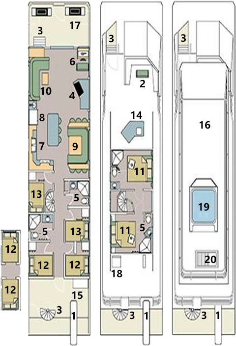 Mirage 66 houseboat layout.