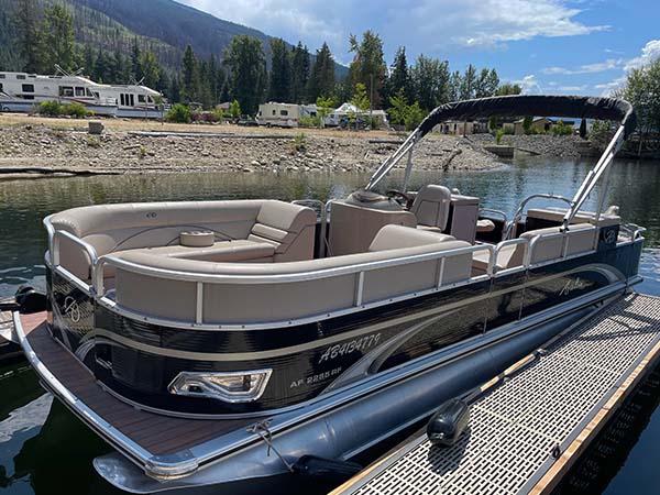 The Bennington Pontoon boat in the water.