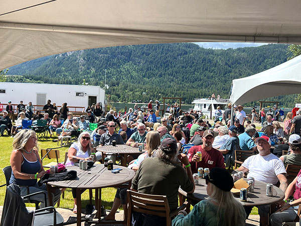 A picture of the Rock the Dock event grounds and event goers having fun.